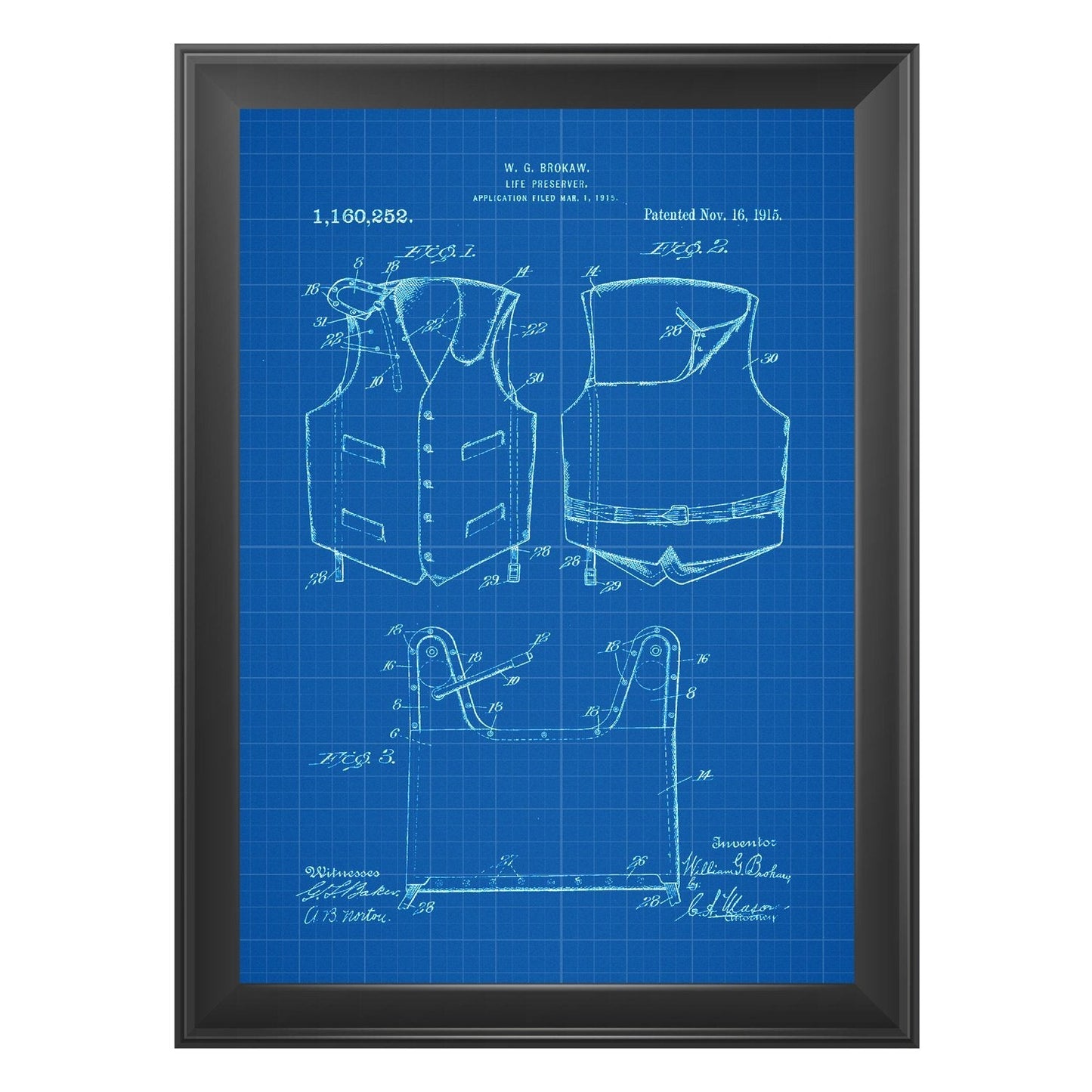 Azul - Pack de 4 Láminas con Patentes de Kayak. Set de Posters con inventos y Patentes Antiguas.-Artwork-Nacnic-Nacnic Estudio SL