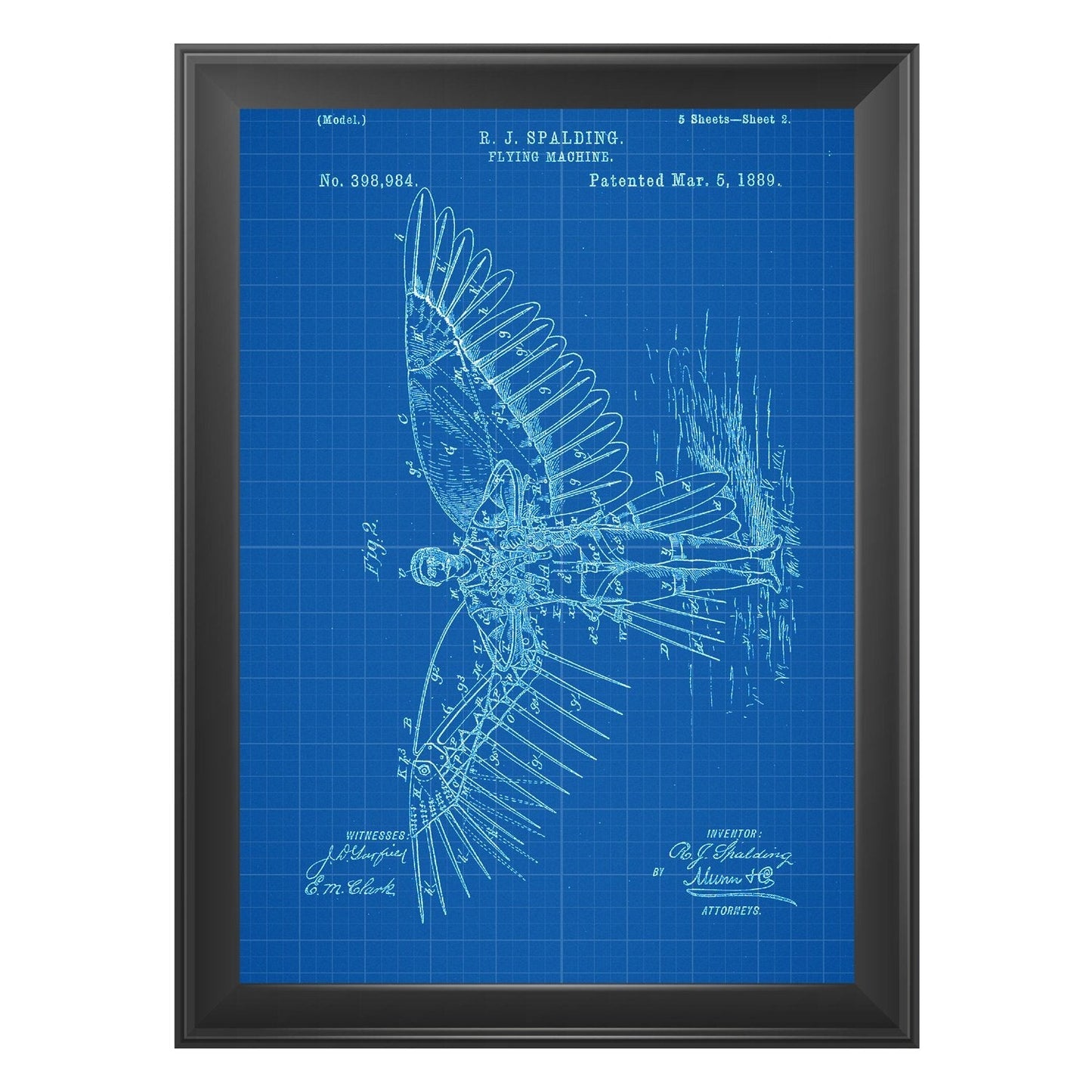 Azul - Pack de 4 Láminas con Patentes de PLANEADORES. Set de Posters con inventos y Patentes Antiguas.-Artwork-Nacnic-Nacnic Estudio SL