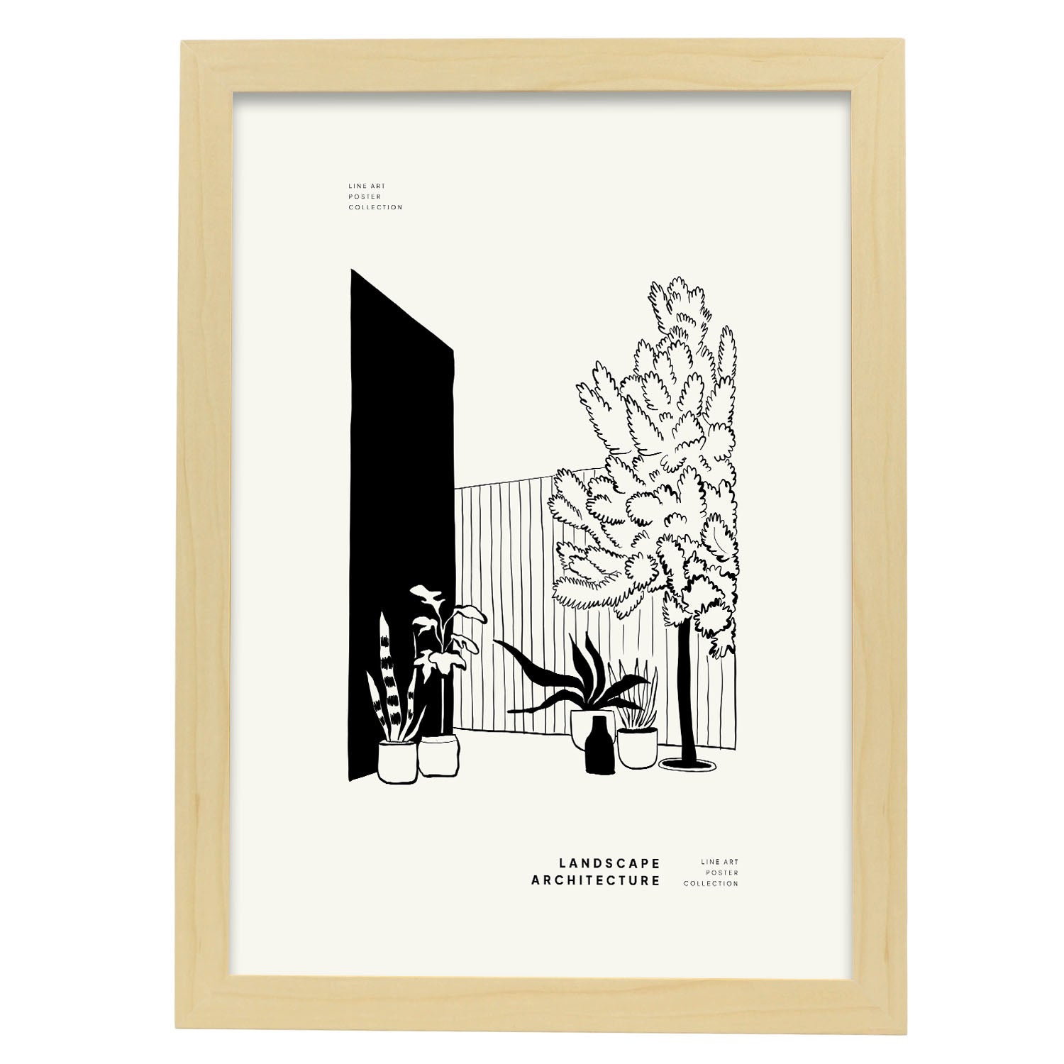 Backyard Plants-Artwork-Nacnic-A3-Marco Madera clara-Nacnic Estudio SL