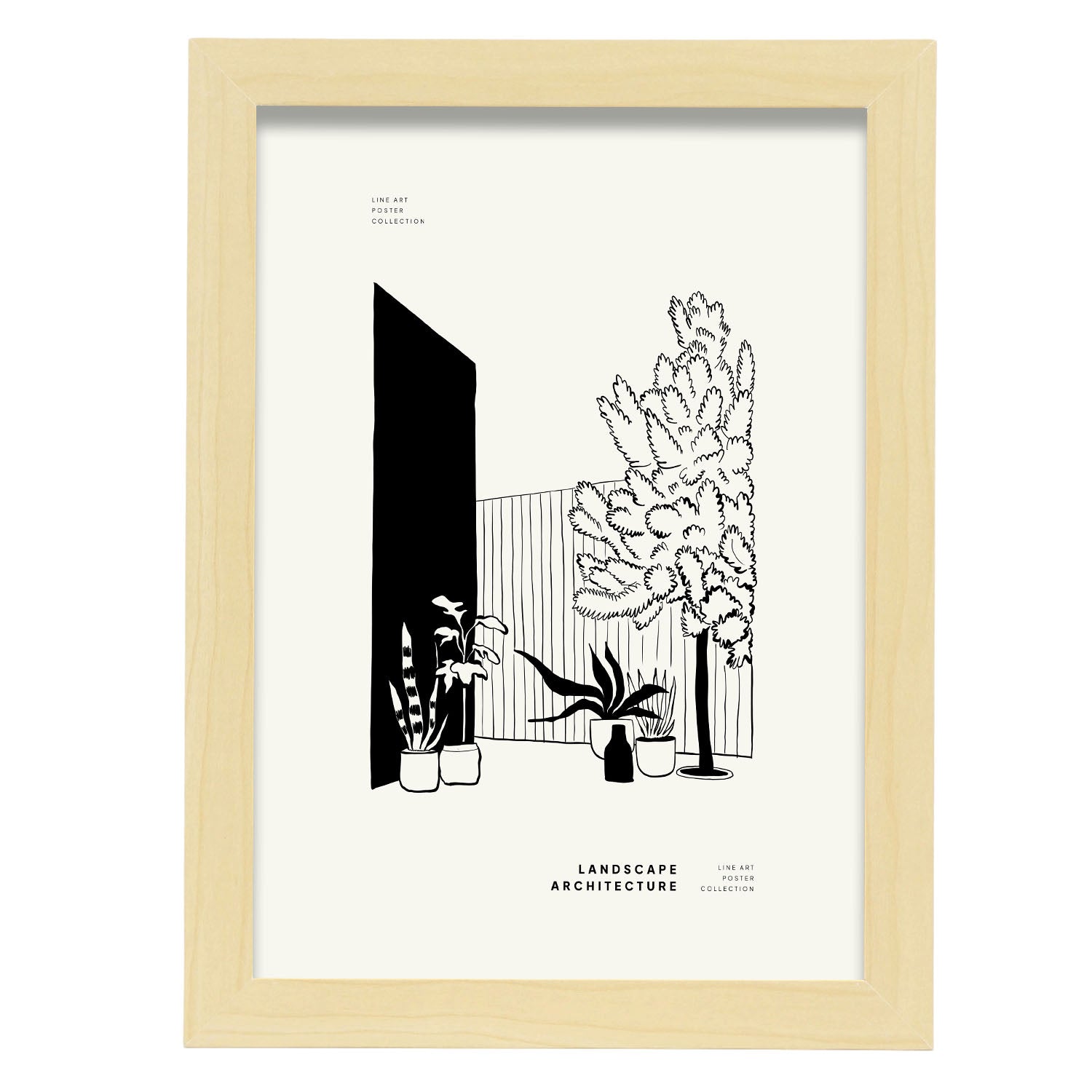 Backyard Plants-Artwork-Nacnic-A4-Marco Madera clara-Nacnic Estudio SL