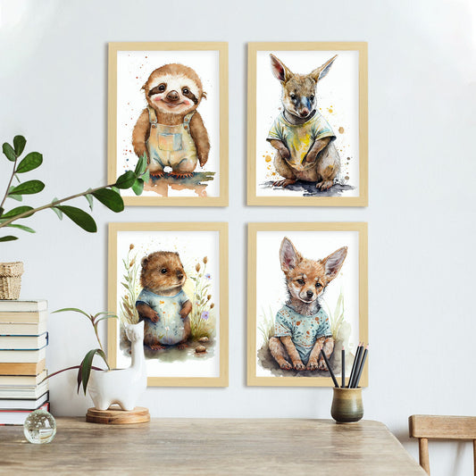 Beaver nacnico Kackal Sloth Wallaby Animales. Estampados de arte de pared estético para el diseño de dormitorio o sala de estar-Artwork-Nacnic-Nacnic Estudio SL