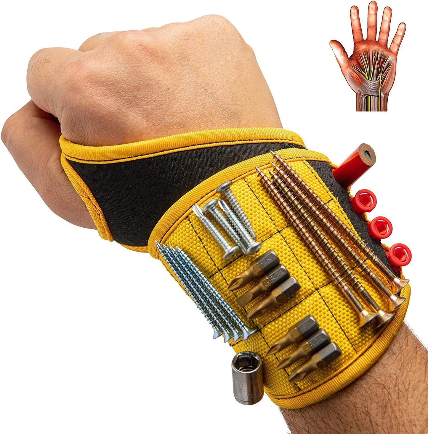 Pulsera Magnética BINYATOOLS con Imanes Fuertes para Herramientas