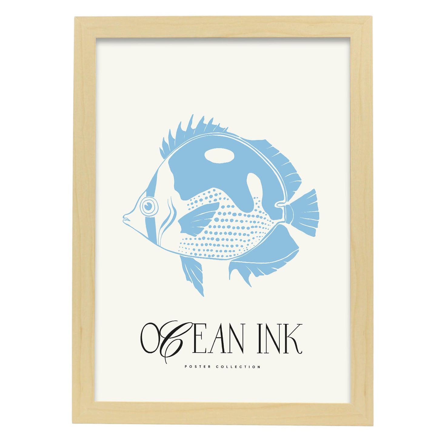 Blue Butterflyfish-Artwork-Nacnic-A3-Marco Madera clara-Nacnic Estudio SL