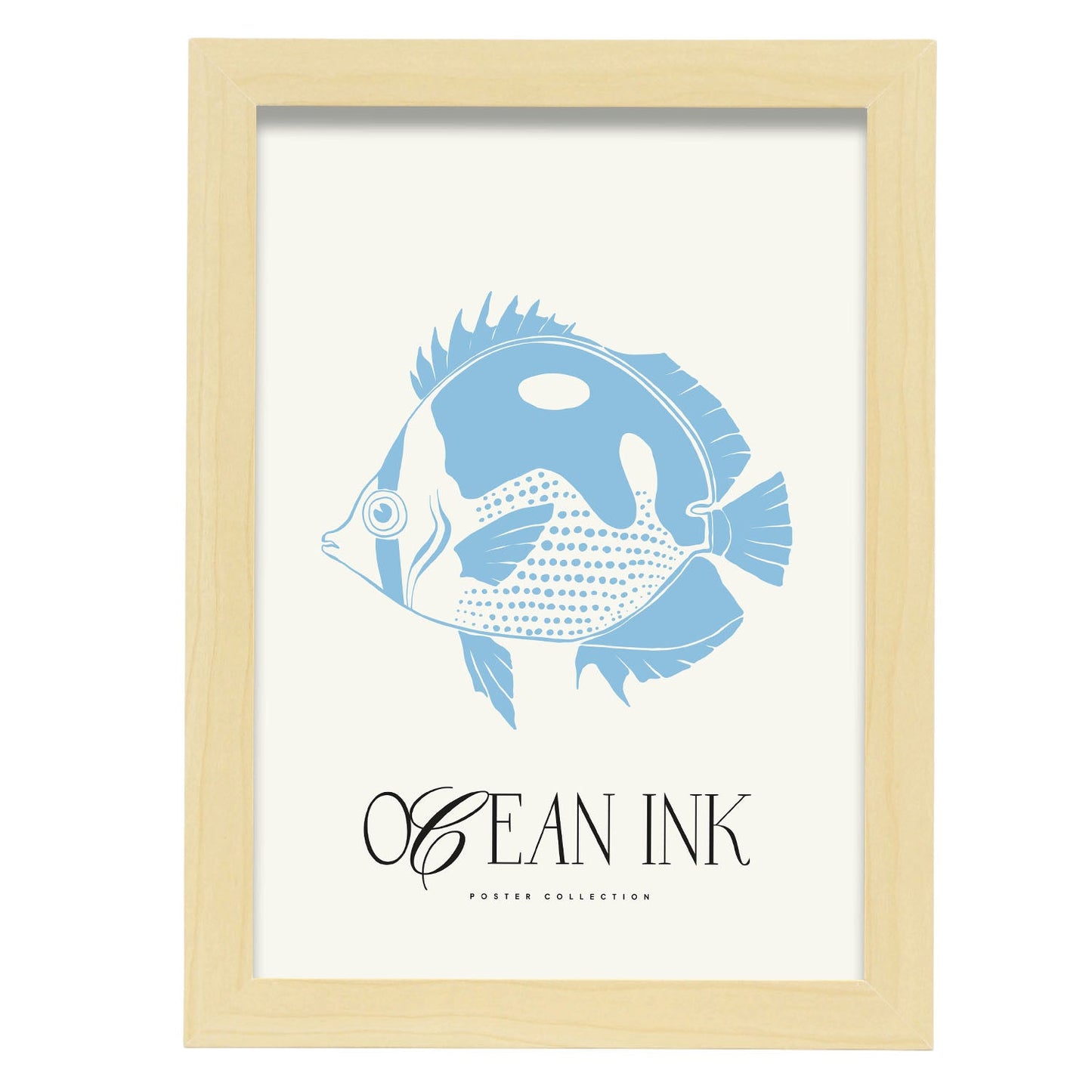 Blue Butterflyfish-Artwork-Nacnic-A4-Marco Madera clara-Nacnic Estudio SL