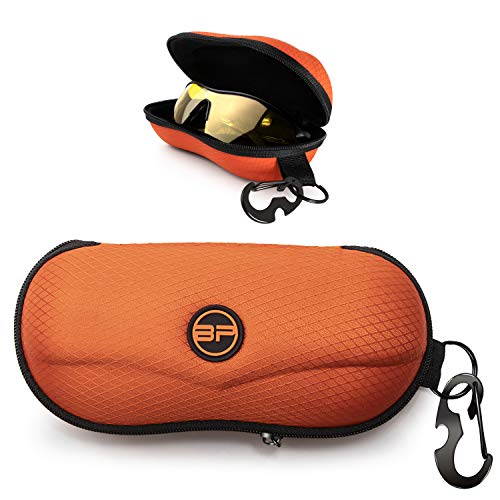 BLUPOND Funda de gafas de sol semi duro EVA Shell con gancho colgante de metal Clip de cinturón Gafas de sol Almacenamiento, Naranja, Medium-Blupond-Nacnic Estudio SL