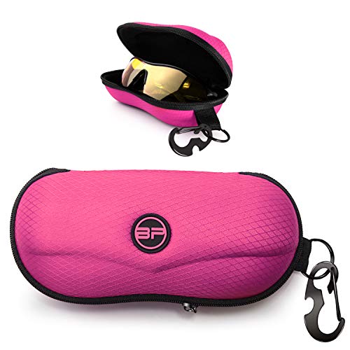 BLUPOND Funda de gafas de sol semi duro EVA Shell con gancho colgante de metal Clip de cinturón Gafas de sol Almacenamiento, Rosado, Medium-Blupond-Nacnic Estudio SL