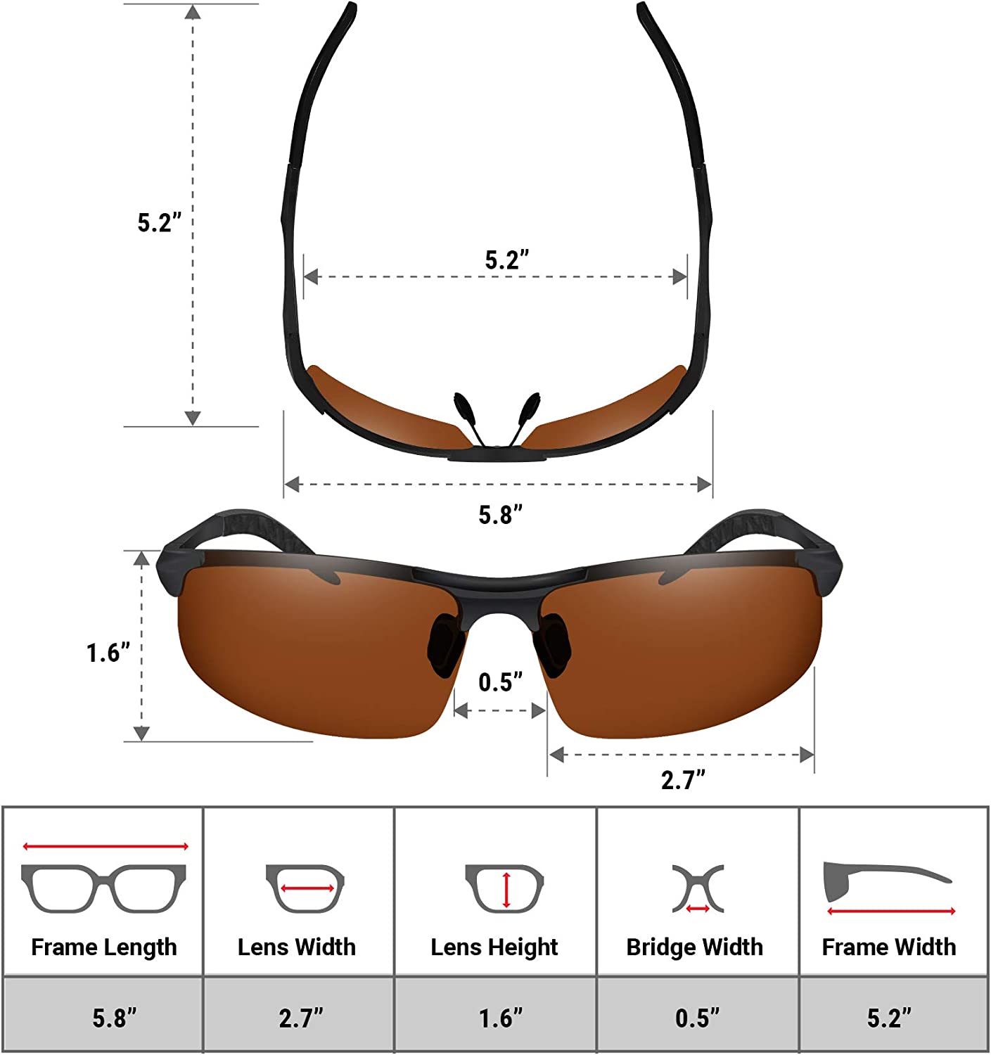 Gafas de Sol Deportivas Polarizadas BLUPOND KNIGHT VISOR para Pesca, Conducción y Caza