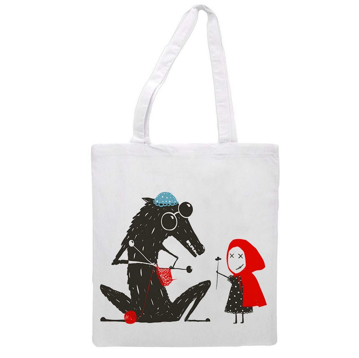 Bolsa Tote de tela | Diseño Caperucita y el Lobo | Tote Bag con asas largas multiusos, reutilizable y ecológica.-Nacnic-Nacnic Estudio SL-para cada dia