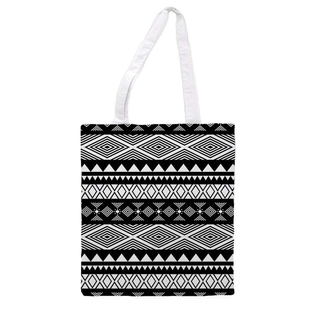 Bolsa Tote de tela | Diseño Geométrico Rombos Blanco y Negro | Tote Bag con asas largas multiusos, reutilizable y ecológica.-Nacnic-Nacnic Estudio SL-para cada dia