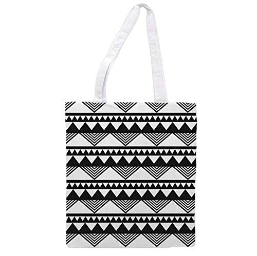 Bolsa Tote de tela | Diseño Geométrico Triángulos Blanco y Negro | Tote Bag con asas largas multiusos, reutilizable y ecológica.-Nacnic-Nacnic Estudio SL-para cada dia