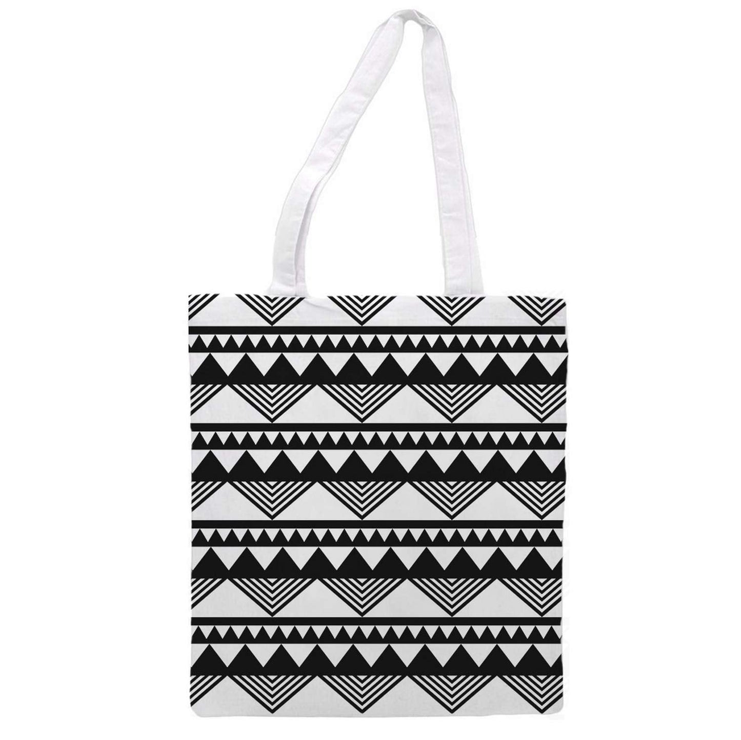 Bolsa Tote de tela | Diseño Geométrico Triángulos Blanco y Negro | Tote Bag con asas largas multiusos, reutilizable y ecológica.-Nacnic-Nacnic Estudio SL-para cada dia