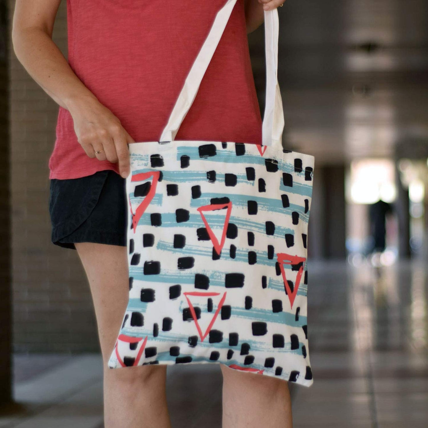 Bolsa Tote de tela | Diseño Geométrico Tribal | Bolso con asas largas multiusos, reutilizable y ecológico.-Nacnic-Nacnic Estudio SL-para cada dia