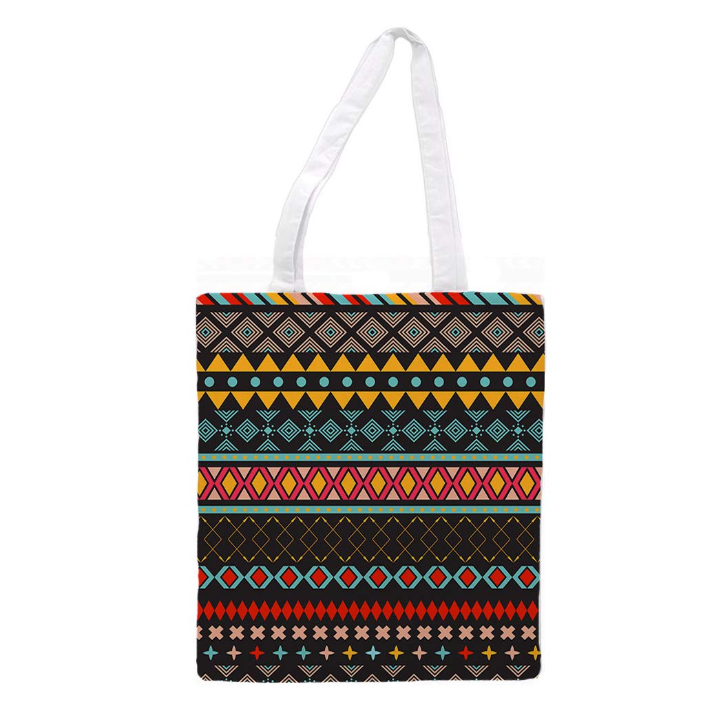 Bolsa Tote de tela | Estampado Geométrico Tribal Americano | Tote Bag con asas largas multiusos, reutilizable y ecológica.-Nacnic-Nacnic Estudio SL-para cada dia