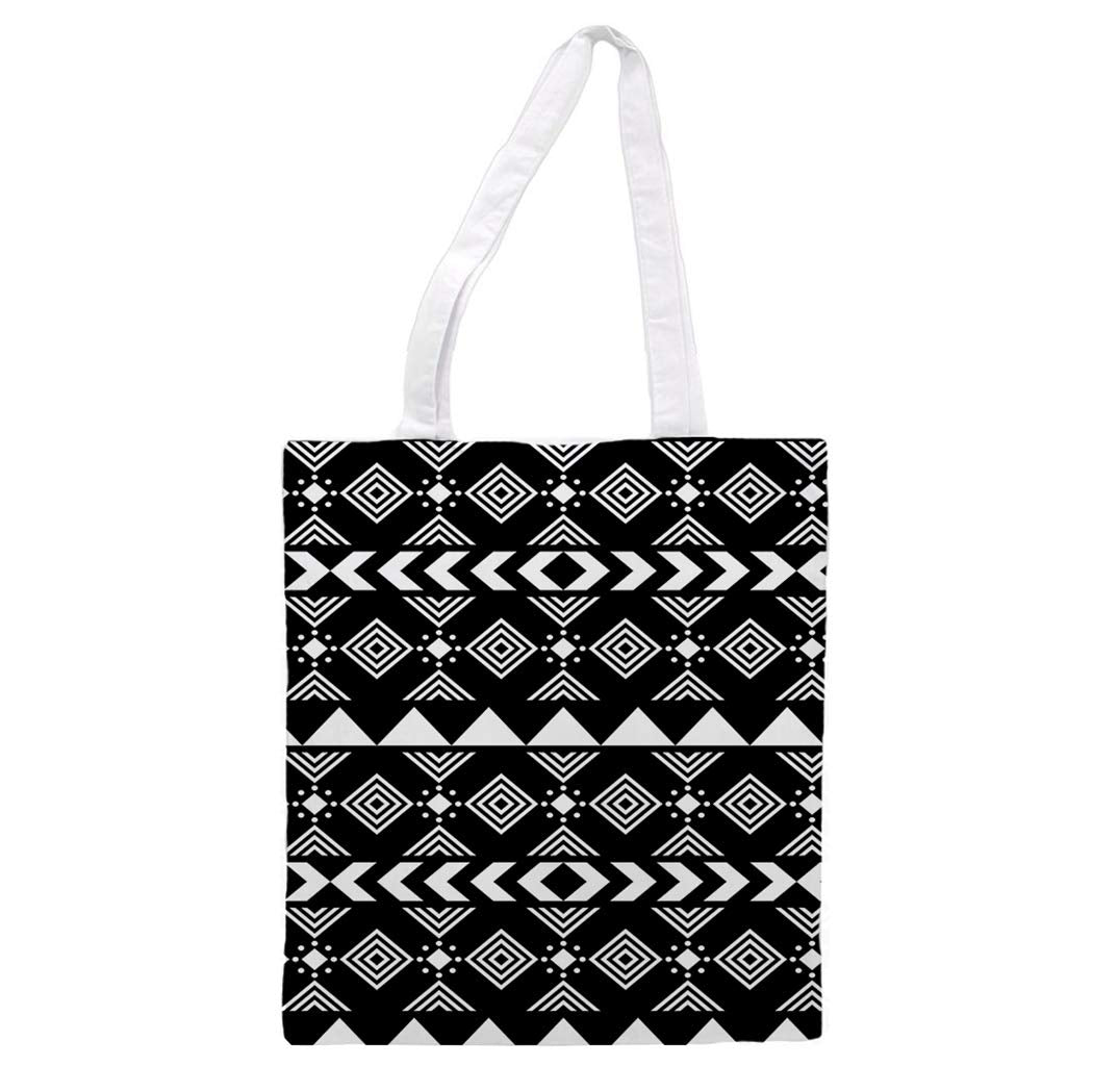 Bolsa tote de tela ROMBOS CONCENTRICOS BLANCO Y NEGRO. Bandolera multiusos. Bolso de mano. Bolsa tote reutilizable.-Nacnic-Nacnic Estudio SL-para cada dia