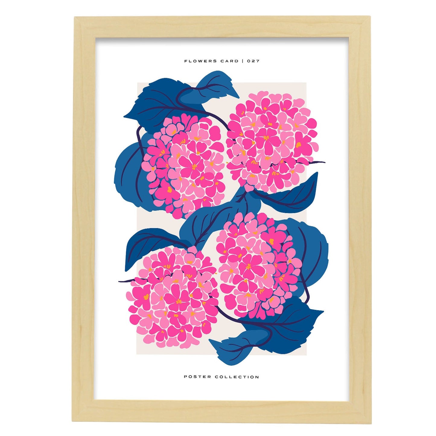 Boquet of Hydrangea-Artwork-Nacnic-A3-Marco Madera clara-Nacnic Estudio SL