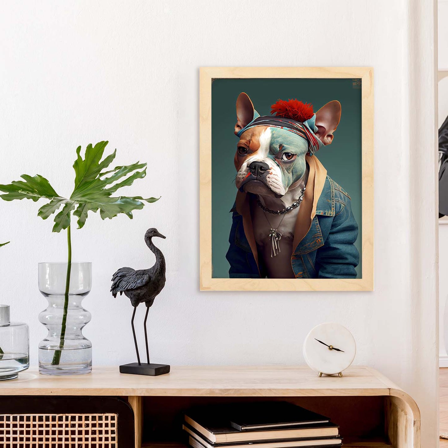 Bulldog nacnic vestido con ropa humana. Estampados de arte de pared estético para el diseño de dormitorio o sala de estar.-Artwork-Nacnic-Nacnic Estudio SL