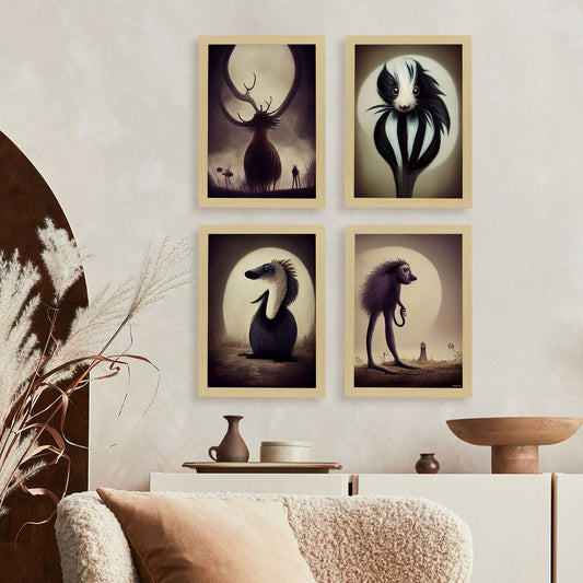 Burton style Animal Illustrations and Posters inspired by Burton's Dark and Goth art Interior Design and Decoration Set Collection 11-Artwork-Nacnic-Nacnic Estudio SL