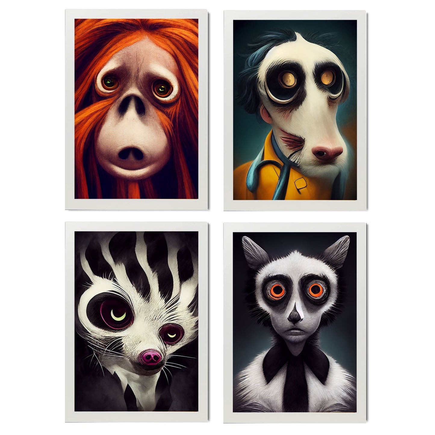Burton style Animal Illustrations and Posters inspired by Burton's Dark and Goth art Interior Design and Decoration Set Collection 4-Artwork-Nacnic-A4-Marco Blanco-Nacnic Estudio SL