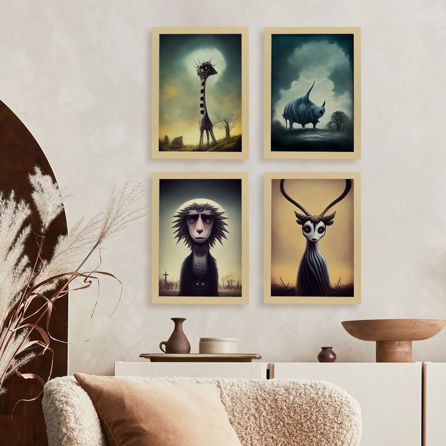 Burton style Animal Illustrations and Posters inspired by Burton's Dark and Goth art Interior Design and Decoration Set Collection 5-Artwork-Nacnic-Nacnic Estudio SL