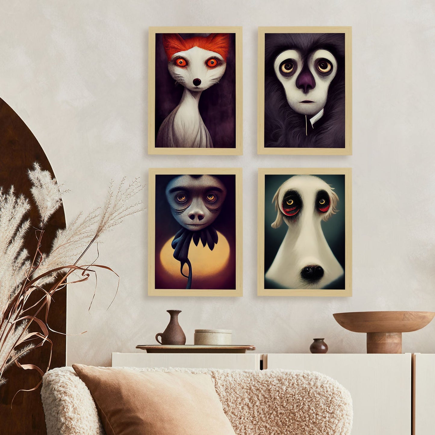 Burton style Animal Illustrations and Posters inspired by Burton's Dark and Goth art Interior Design and Decoration Set Collection 6-Artwork-Nacnic-Nacnic Estudio SL