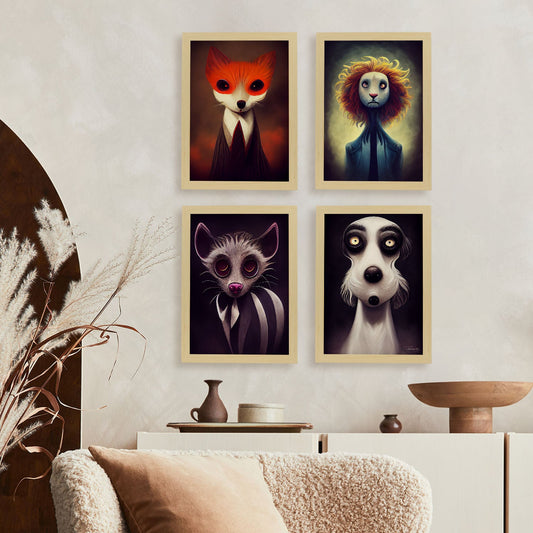 Burton style Animal Illustrations and Posters inspired by Burton's Dark and Goth art Interior Design and Decoration Set Collection 7-Artwork-Nacnic-Nacnic Estudio SL