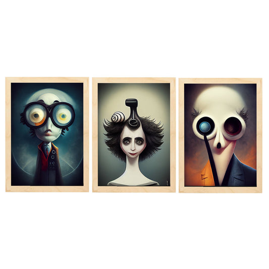 Burton style Animal Illustrations and Posters inspired by Burton's Dark and Goth art Interior Design and Decoration Sets Collection 11-Artwork-Nacnic-A4-Marco Madera clara-Nacnic Estudio SL