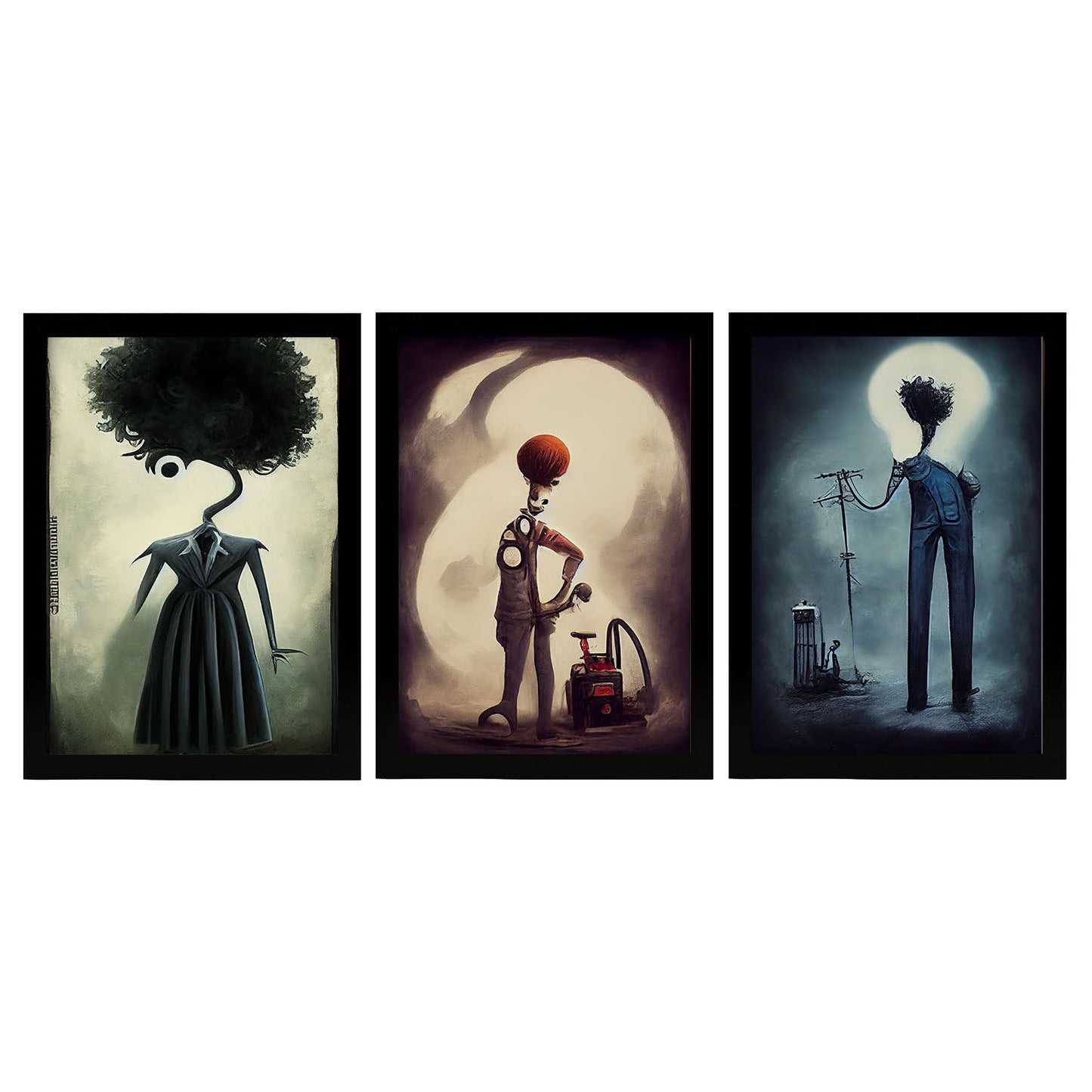 Burton style Animal Illustrations and Posters inspired by Burton's Dark and Goth art Interior Design and Decoration Sets Collection 15-Artwork-Nacnic-A4-Sin Marco-Nacnic Estudio SL