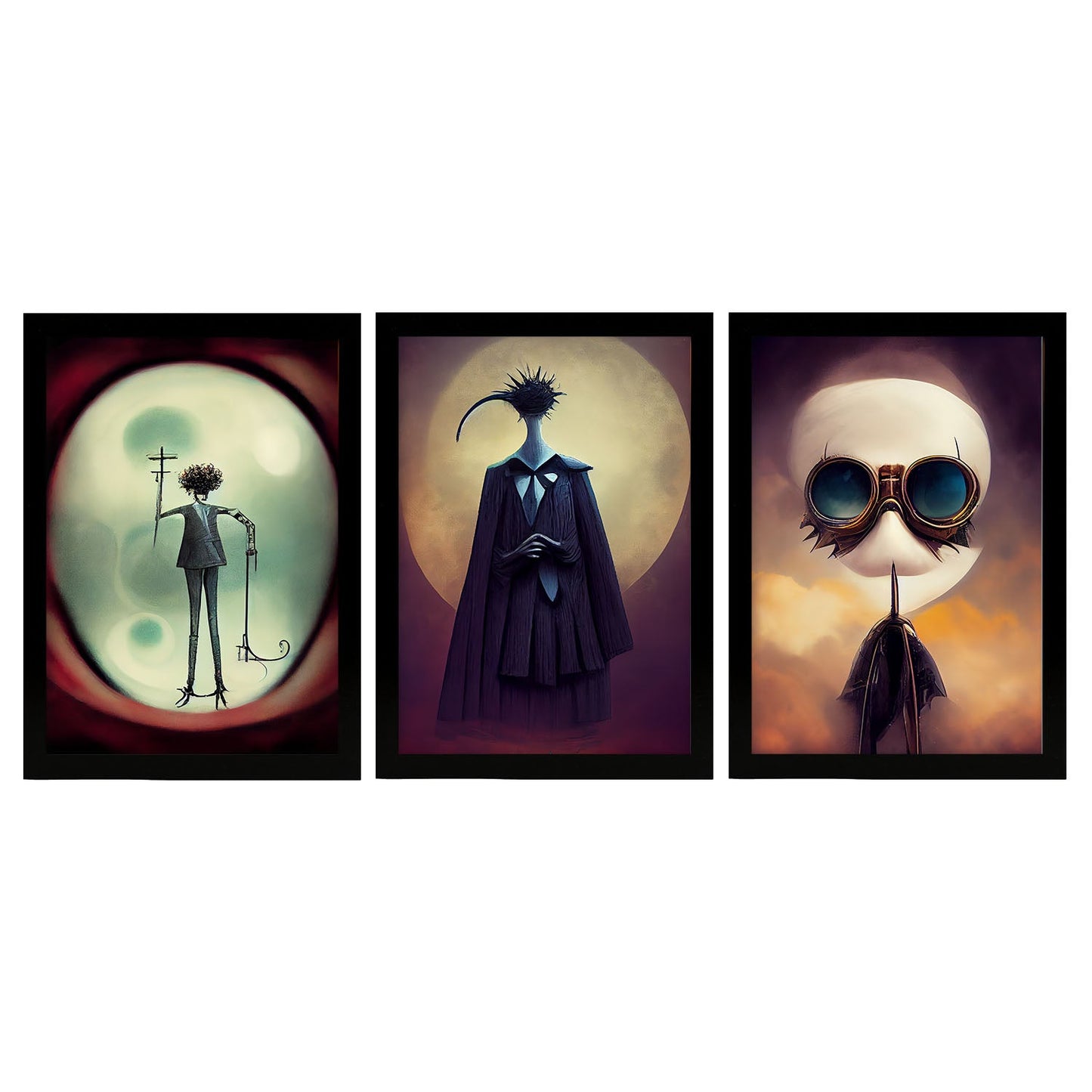 Burton style Animal Illustrations and Posters inspired by Burton's Dark and Goth art Interior Design and Decoration Sets Collection 16-Artwork-Nacnic-A4-Sin Marco-Nacnic Estudio SL