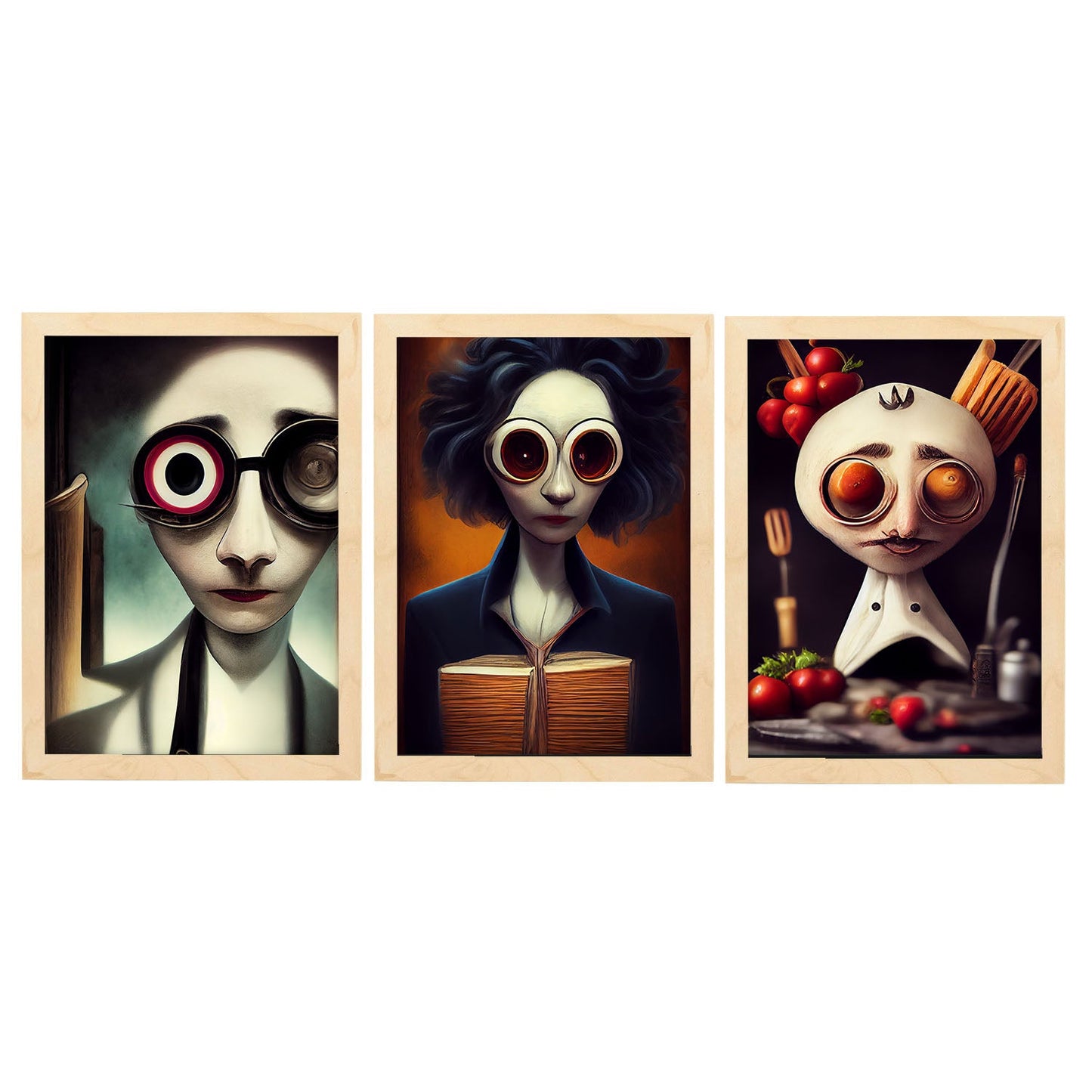 Burton style Animal Illustrations and Posters inspired by Burton's Dark and Goth art Interior Design and Decoration Sets Collection 18-Artwork-Nacnic-A4-Marco Madera clara-Nacnic Estudio SL
