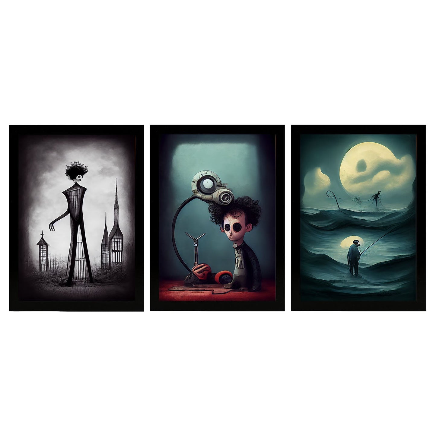 Burton style Animal Illustrations and Posters inspired by Burton's Dark and Goth art Interior Design and Decoration Sets Collection 25-Artwork-Nacnic-A4-Sin Marco-Nacnic Estudio SL