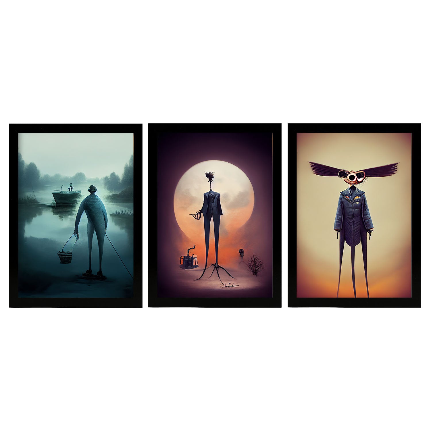 Burton style Animal Illustrations and Posters inspired by Burton's Dark and Goth art Interior Design and Decoration Sets Collection 26-Artwork-Nacnic-A4-Sin Marco-Nacnic Estudio SL