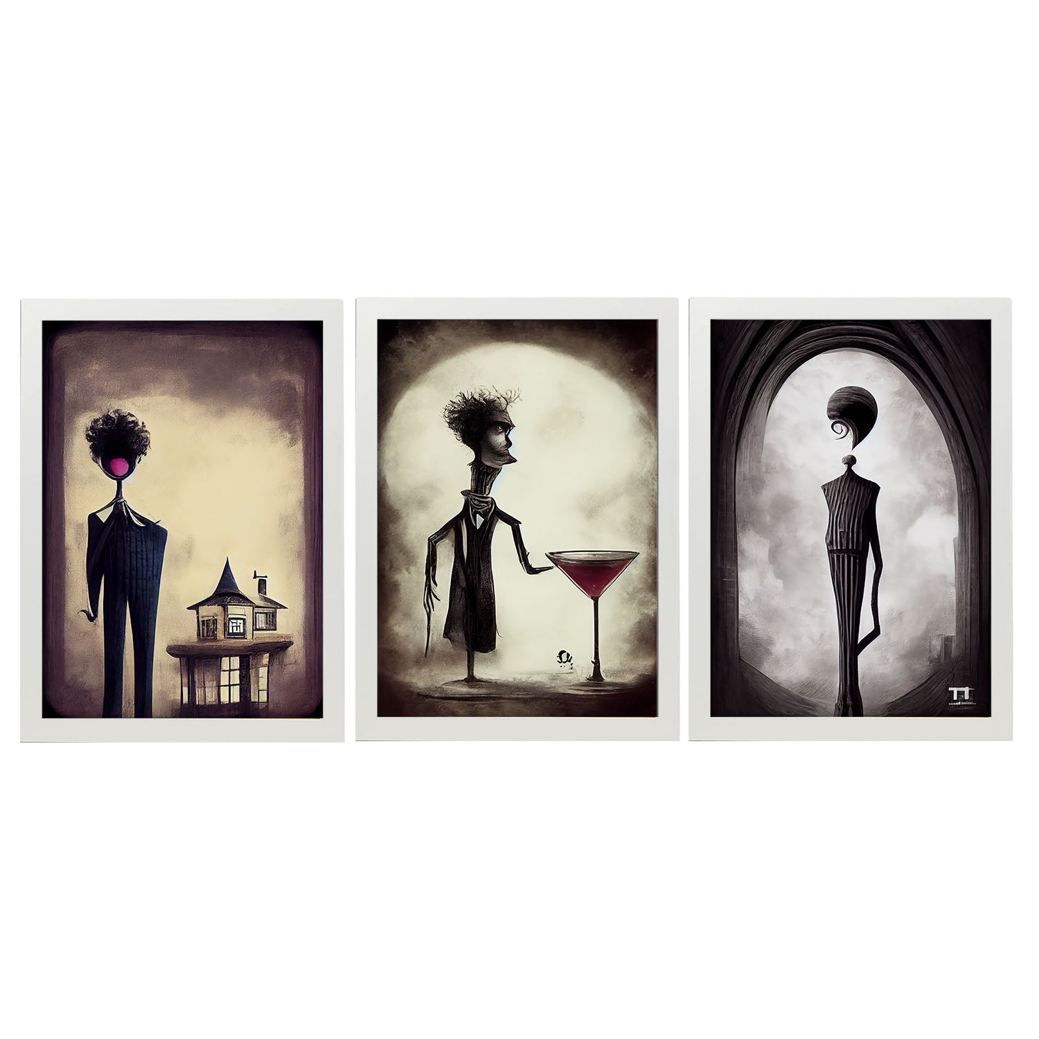 Burton style Animal Illustrations and Posters inspired by Burton's Dark and Goth art Interior Design and Decoration Sets Collection 27-Artwork-Nacnic-A4-Marco Blanco-Nacnic Estudio SL