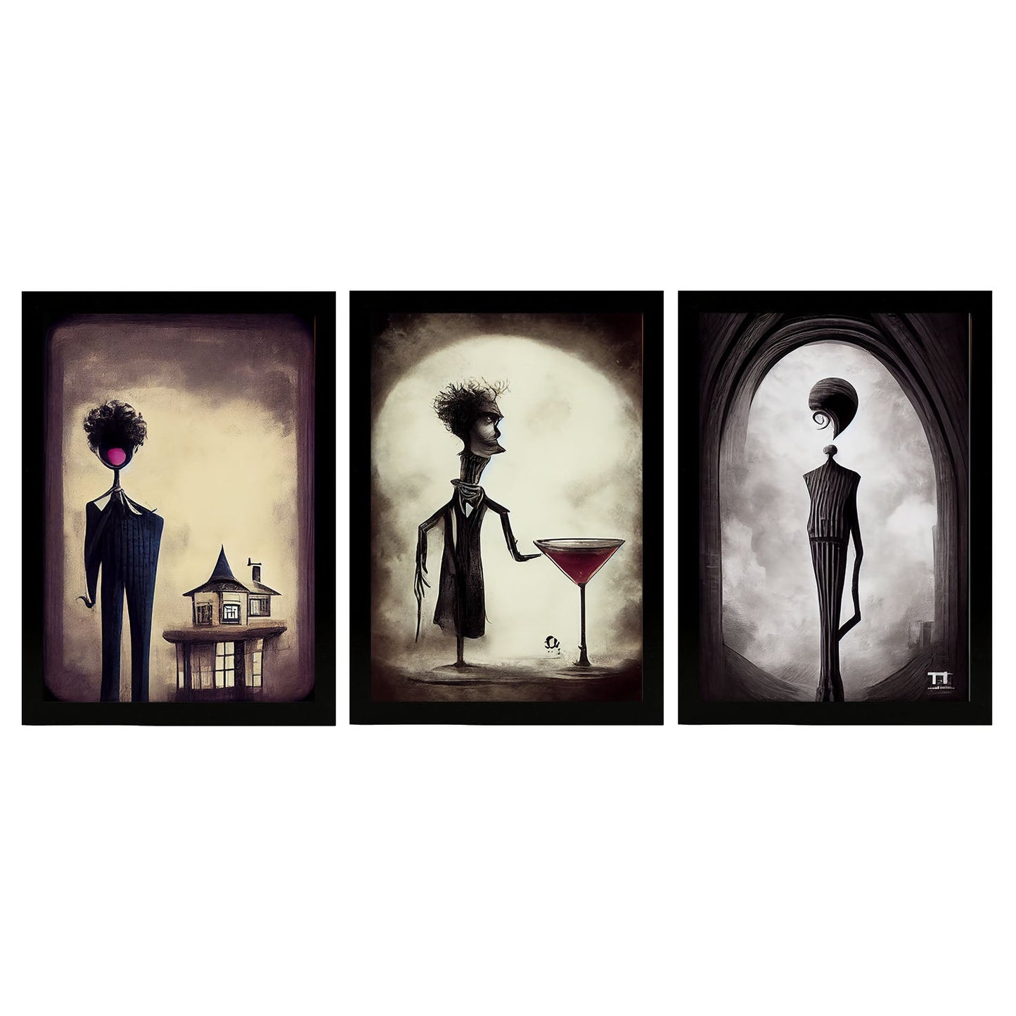 Burton style Animal Illustrations and Posters inspired by Burton's Dark and Goth art Interior Design and Decoration Sets Collection 27-Artwork-Nacnic-A4-Sin Marco-Nacnic Estudio SL