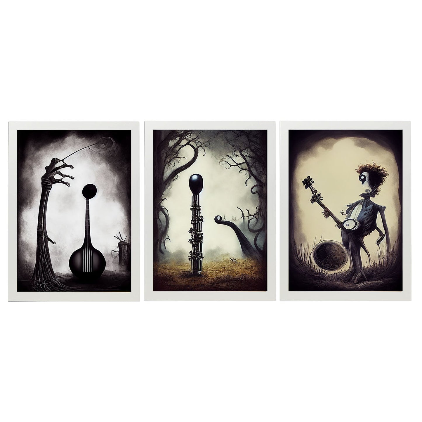 Burton style Animal Illustrations and Posters inspired by Burton's Dark and Goth art Interior Design and Decoration Sets Collection 3-Artwork-Nacnic-A4-Marco Blanco-Nacnic Estudio SL