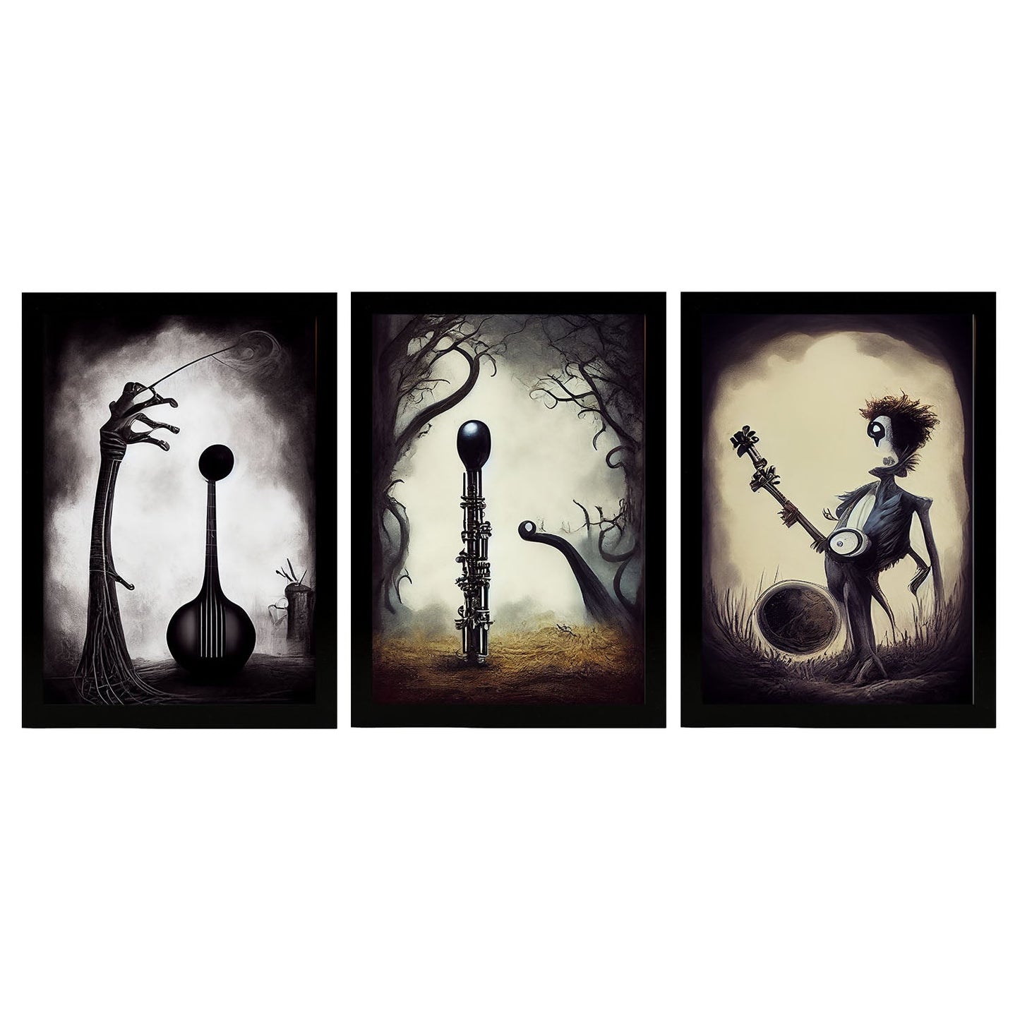 Burton style Animal Illustrations and Posters inspired by Burton's Dark and Goth art Interior Design and Decoration Sets Collection 3-Artwork-Nacnic-A4-Sin Marco-Nacnic Estudio SL