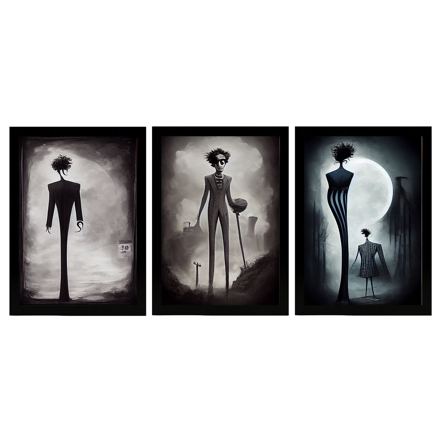 Burton style Animal Illustrations and Posters inspired by Burton's Dark and Goth art Interior Design and Decoration Sets Collection 5-Artwork-Nacnic-A4-Sin Marco-Nacnic Estudio SL