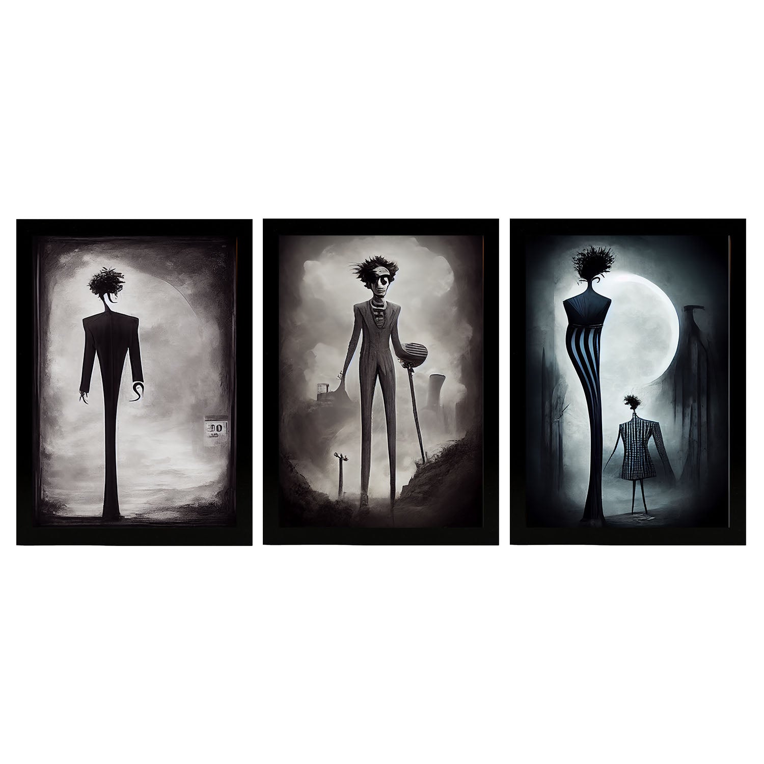 Burton style Animal Illustrations and Posters inspired by Burton's Dark and Goth art Interior Design and Decoration Sets Collection 5-Artwork-Nacnic-A4-Sin Marco-Nacnic Estudio SL