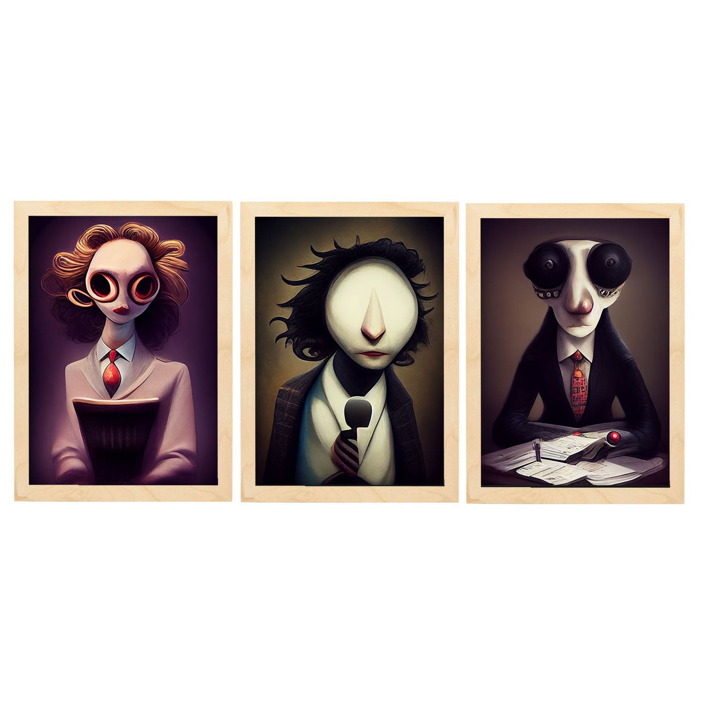 Burton style Animal Illustrations and Posters inspired by Burton's Dark and Goth art Interior Design and Decoration Sets Collection 8-Artwork-Nacnic-A4-Marco Madera clara-Nacnic Estudio SL