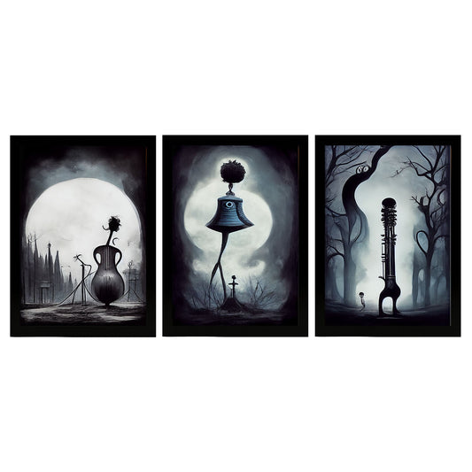 Burton style Animal Illustrations and Posters inspired by Burton's Dark and Goth art Interior Design and Decoration Sets Collection 9-Artwork-Nacnic-A4-Sin Marco-Nacnic Estudio SL