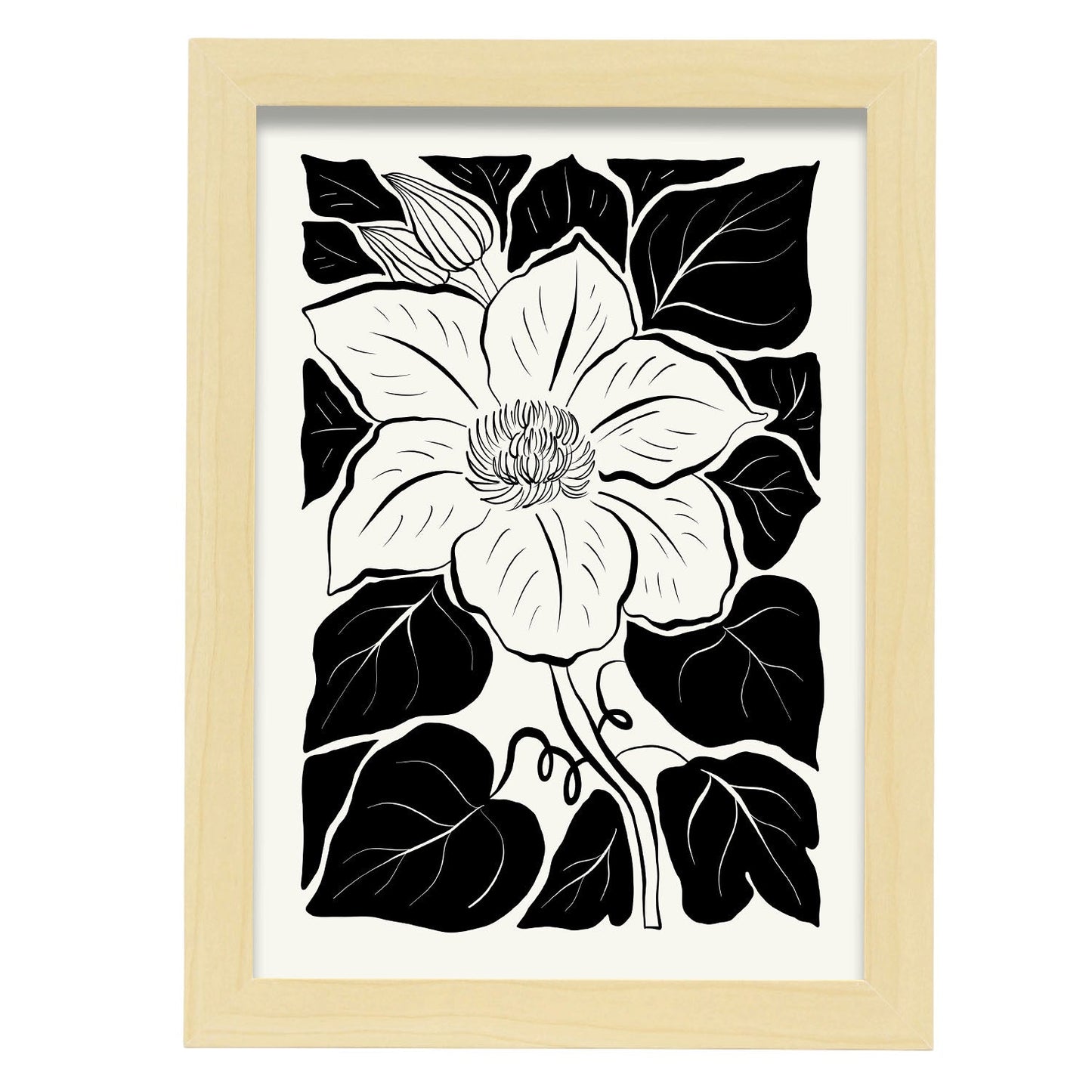 Buttercup Flower-Artwork-Nacnic-A4-Marco Madera clara-Nacnic Estudio SL