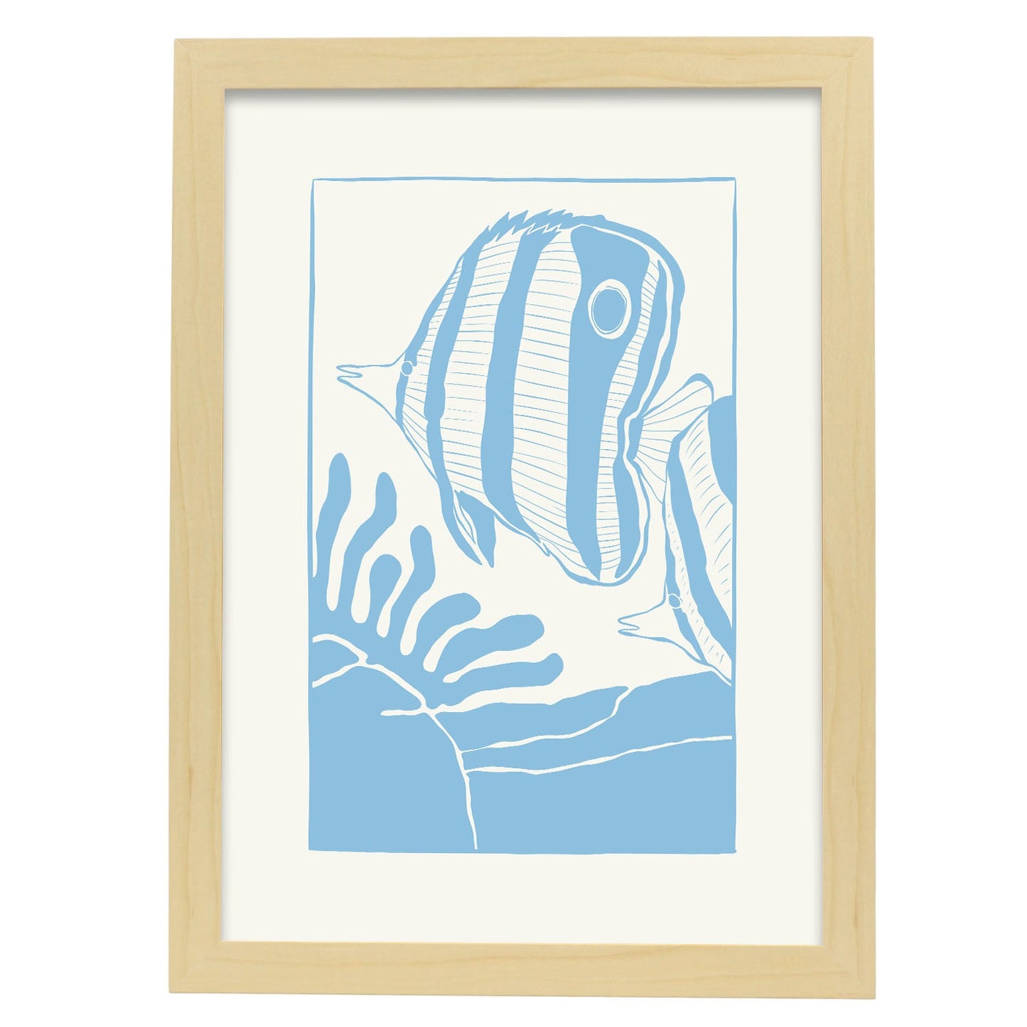 Butterfly Fish-Artwork-Nacnic-A3-Marco Madera clara-Nacnic Estudio SL