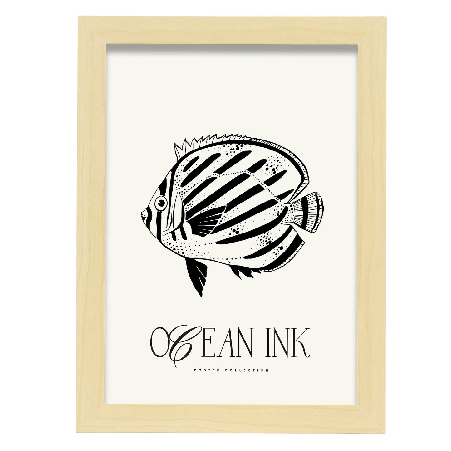Butterflyfish Stencils-Artwork-Nacnic-A4-Marco Madera clara-Nacnic Estudio SL