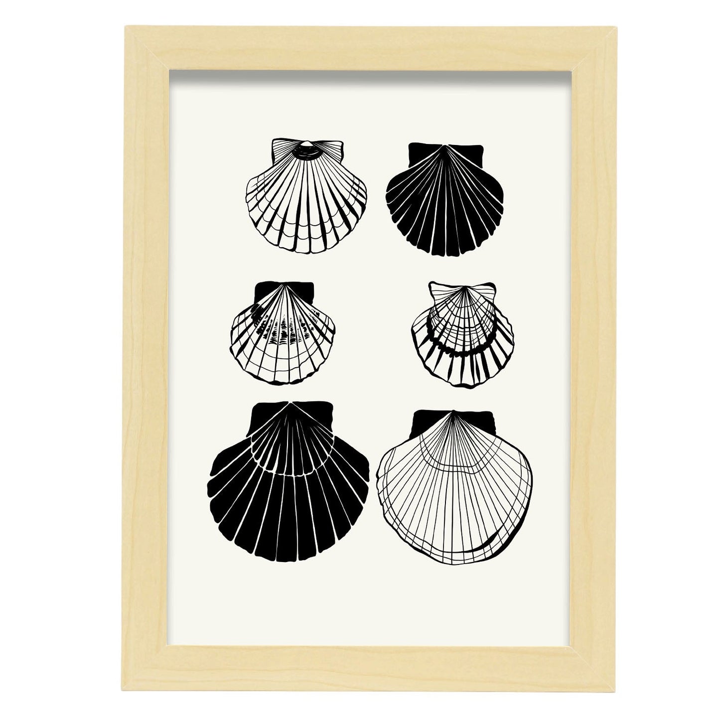 Calico Scallops-Artwork-Nacnic-A4-Marco Madera clara-Nacnic Estudio SL