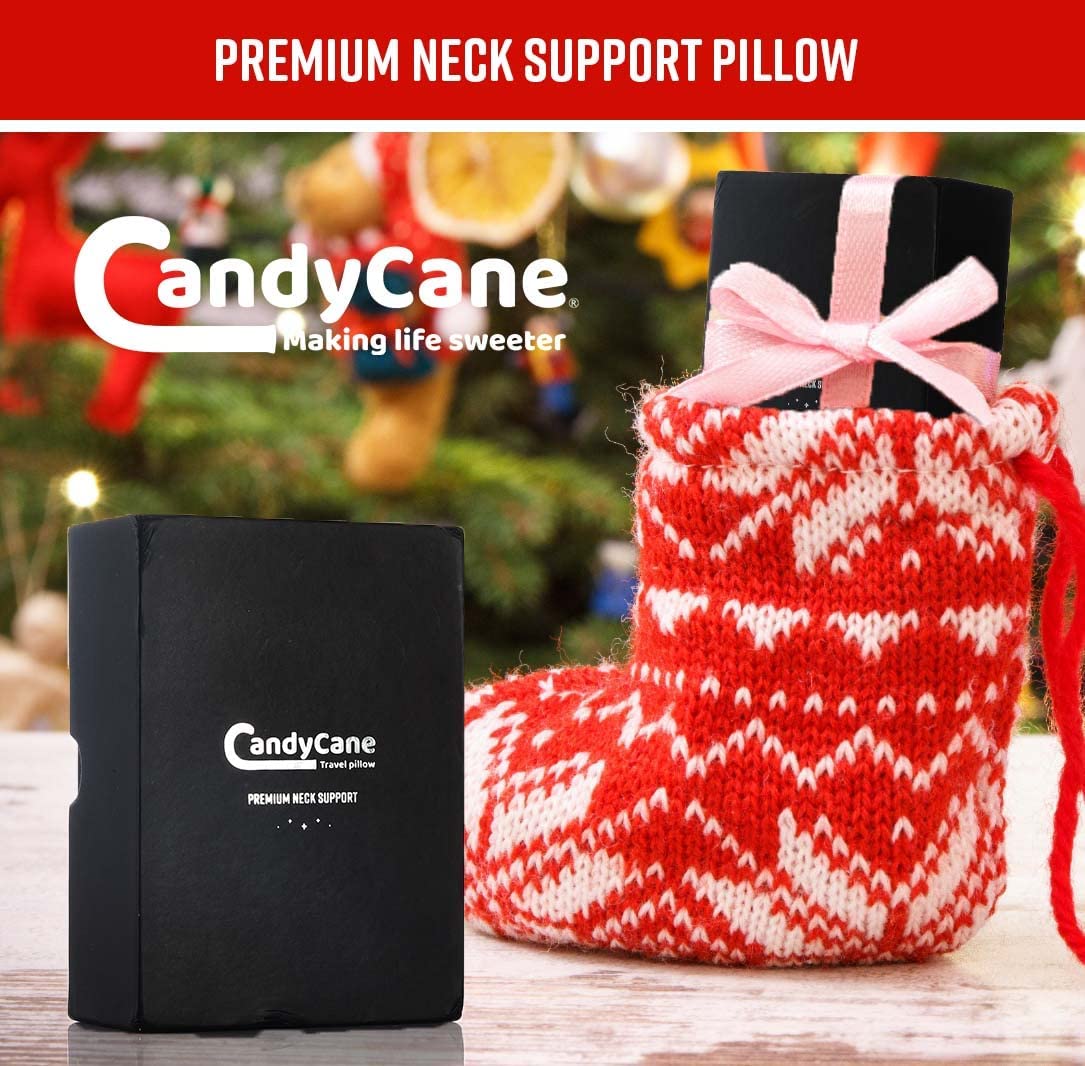 CANDY CANE Almohada de Viaje Inflable para avión, Almohada de Cuello Ultra compacta