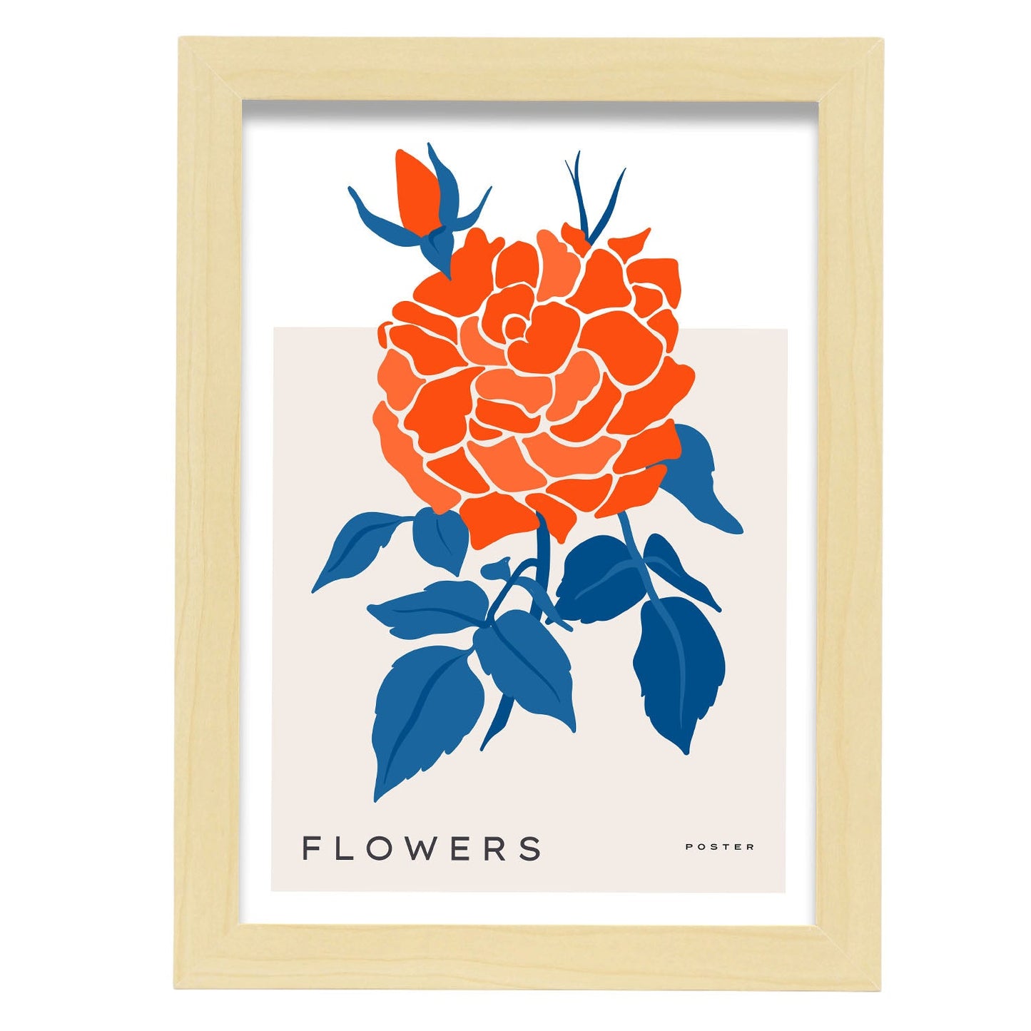 Carnation FLower Bud-Artwork-Nacnic-A4-Marco Madera clara-Nacnic Estudio SL