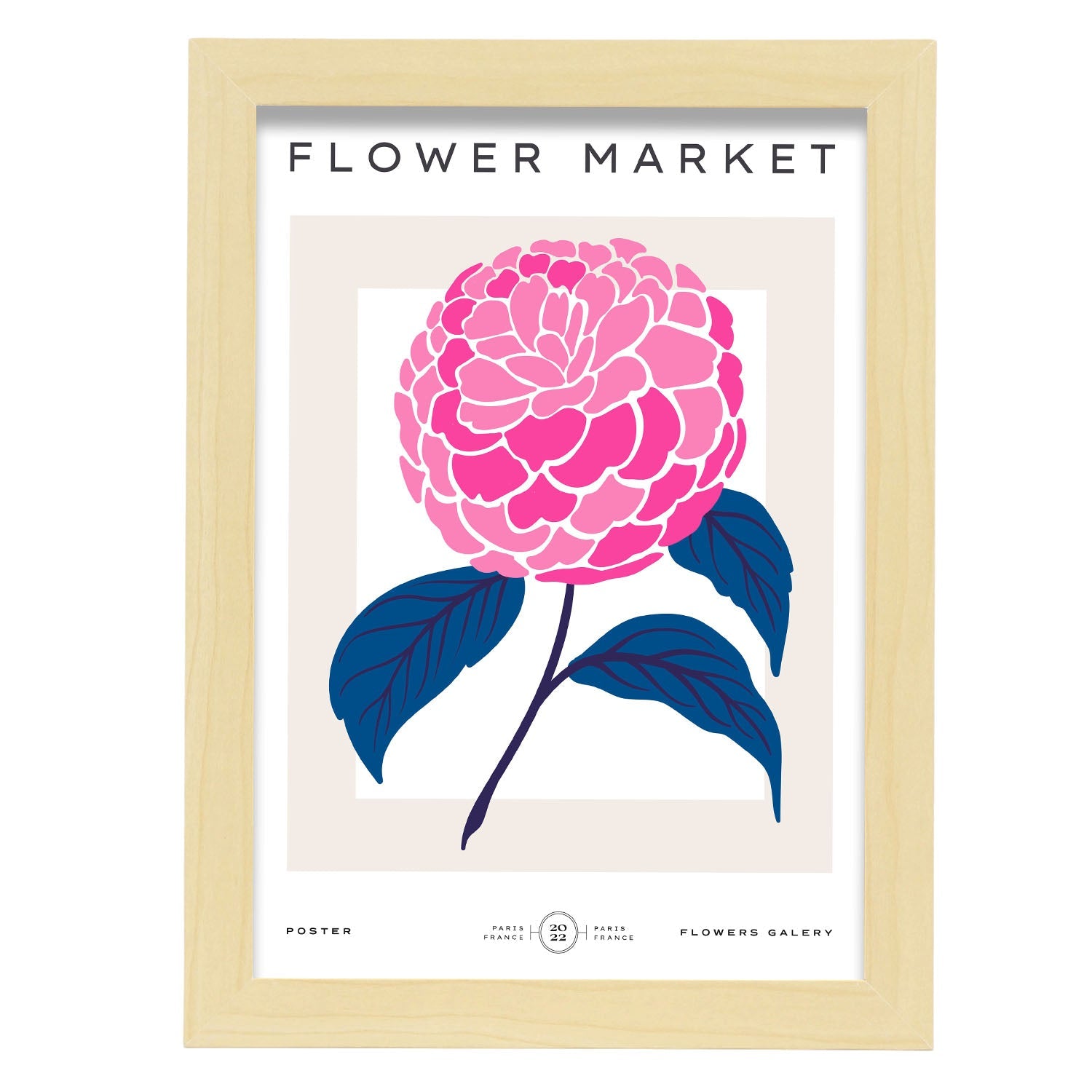 Carnation Flowers-Artwork-Nacnic-A4-Marco Madera clara-Nacnic Estudio SL