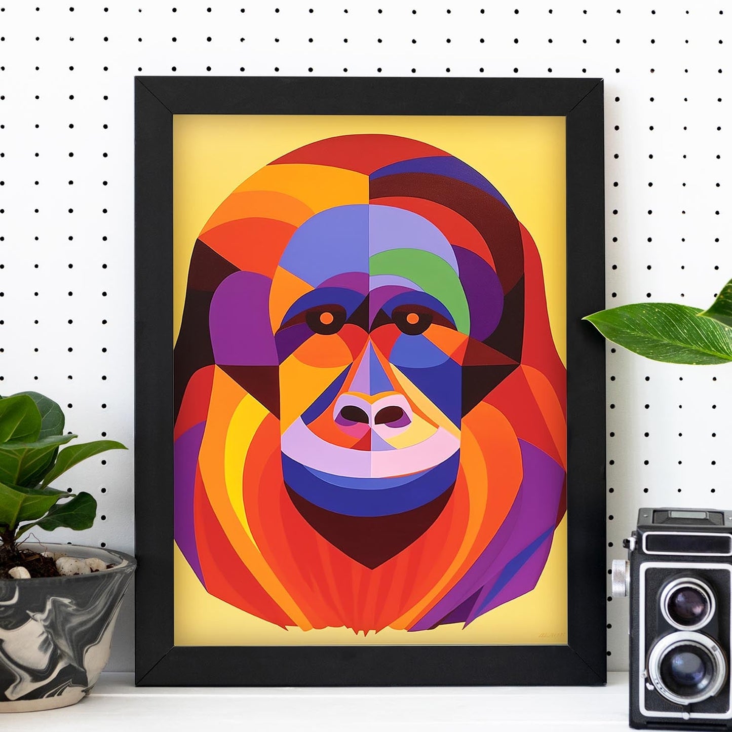 Cartel de Orangután Estilo Victor Vasarely