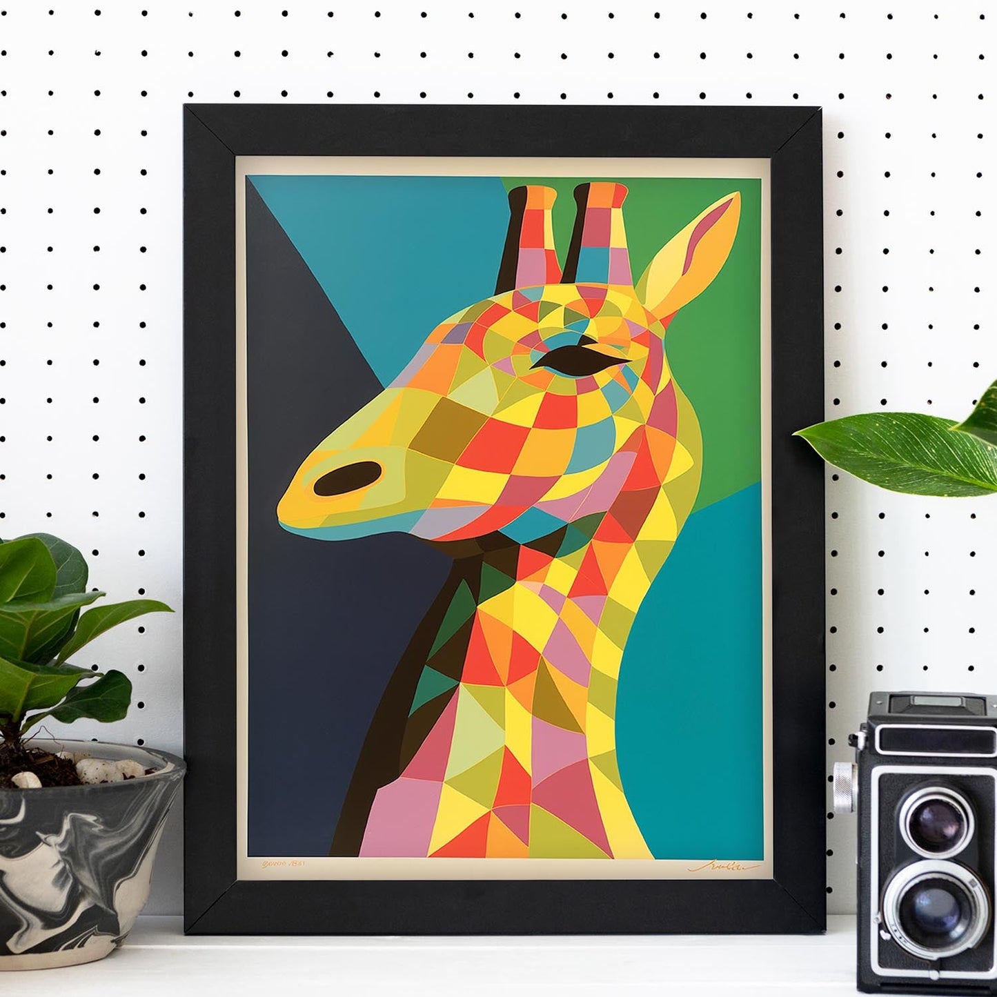 Lámina de Jirafa al Estilo Victor Vasarely
