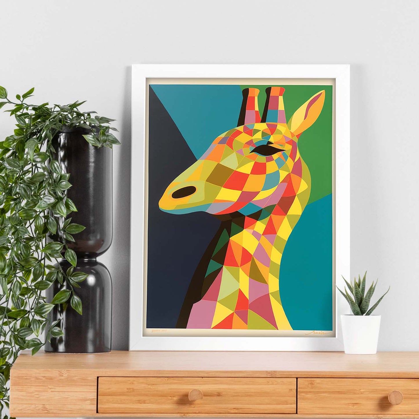 Lámina de Jirafa al Estilo Victor Vasarely