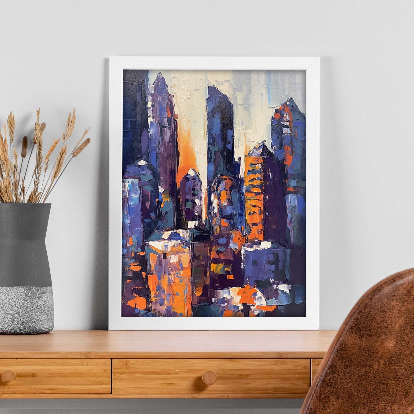 Cartel de Silueta de Ciudad al Atardecer